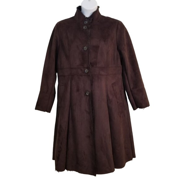 Calvin Klein XL Suede Long Fur Trench Coat Heavy Rancher - Picture 3 of 7